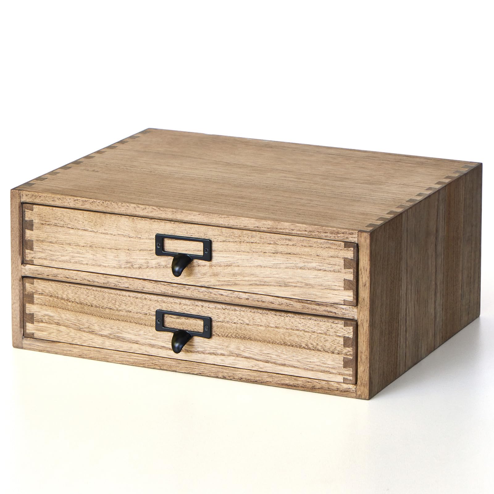 Kirigen Drak Wooden Office Storage Drawers Shallow Type - Desktop Filing Organization for Machine Printer Stand (BR, 2-Layer&2 Drawers)