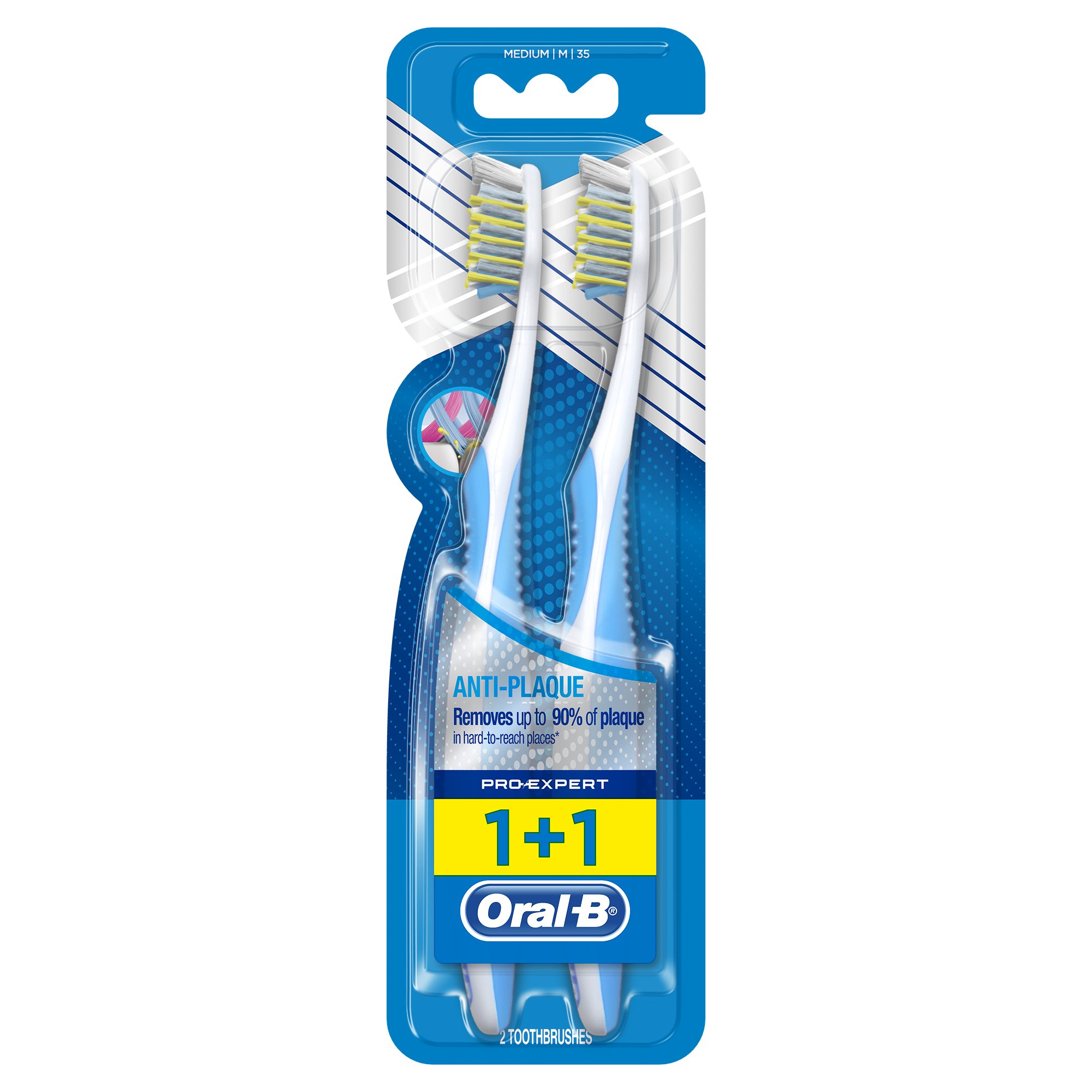Oral-B Pro-Expert Cross Action Anti Plaque 35 Medium Manual Toothbrush 1 g (Pack of 2)