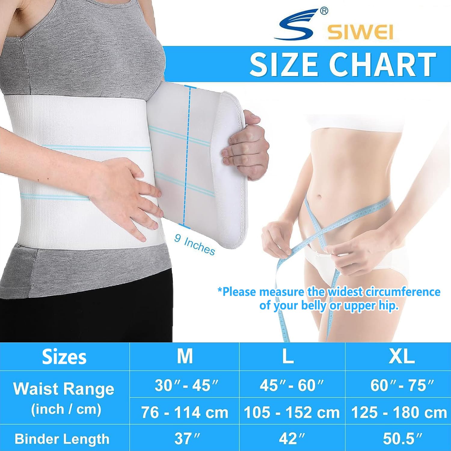 S Faja abdominal postoperatoria - Banda elástica para apoyo y compresión del estómago, bariátrica, abdominoplastia