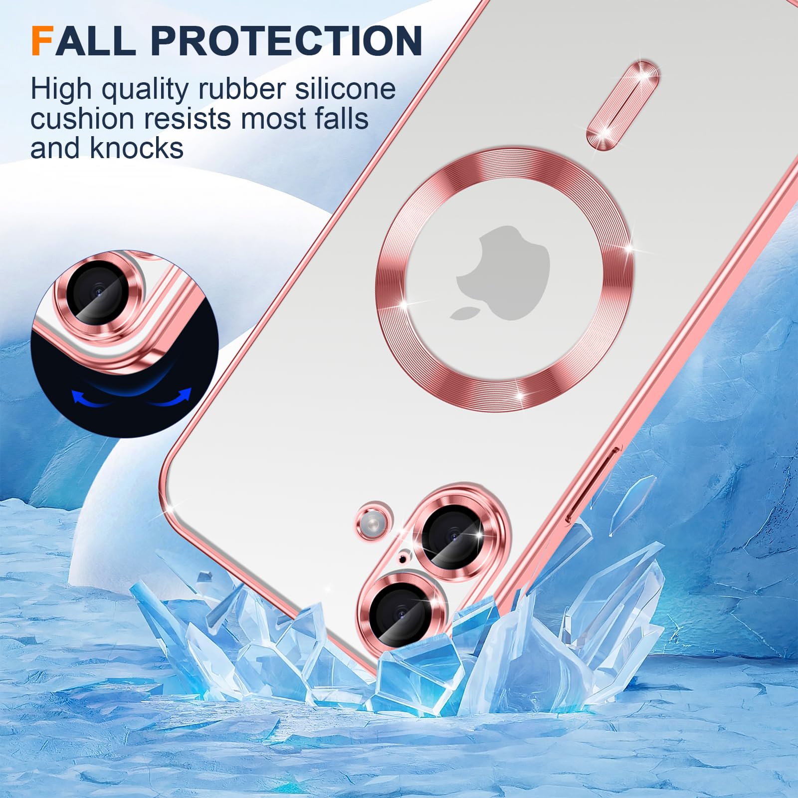 Phoona Pokrowiec na telefon iPhone 17 6,3 cala, obiektyw aparatu pełna ochrona i szkło hartowane 2 × szkło hartowane, kompatybilny z bezprzewodowym ładowaniem MagSafe, ochrona wojskowa, różowy