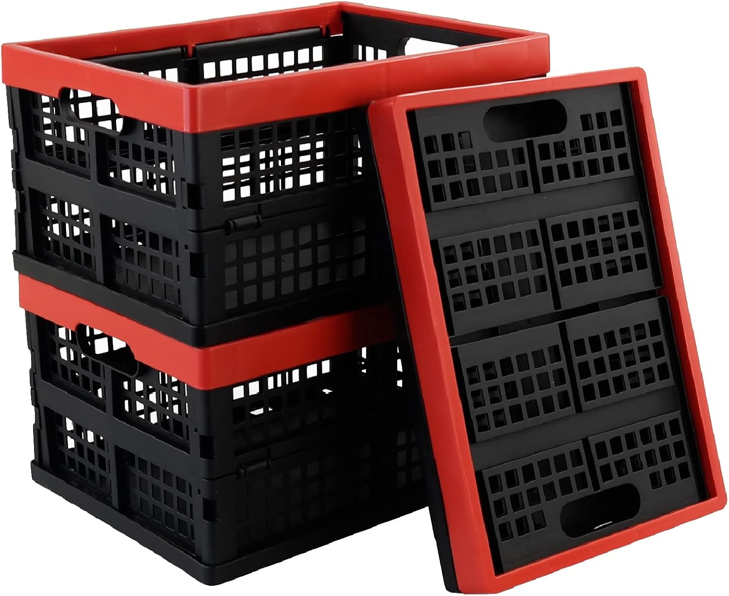 Gloreen 3 Packs 16 Quart Collapsible Milk Crates, Plastic