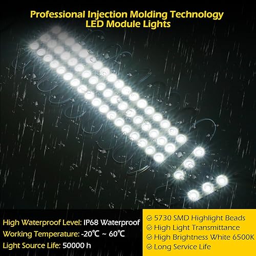 Miniatura 5 de Dyna-Living Luces LED blancas de 100 pies con aplicación Bluetooth y control remoto por infrarrojos, 200 unidades, 3 LED, 5730 SMD, módulo de luces