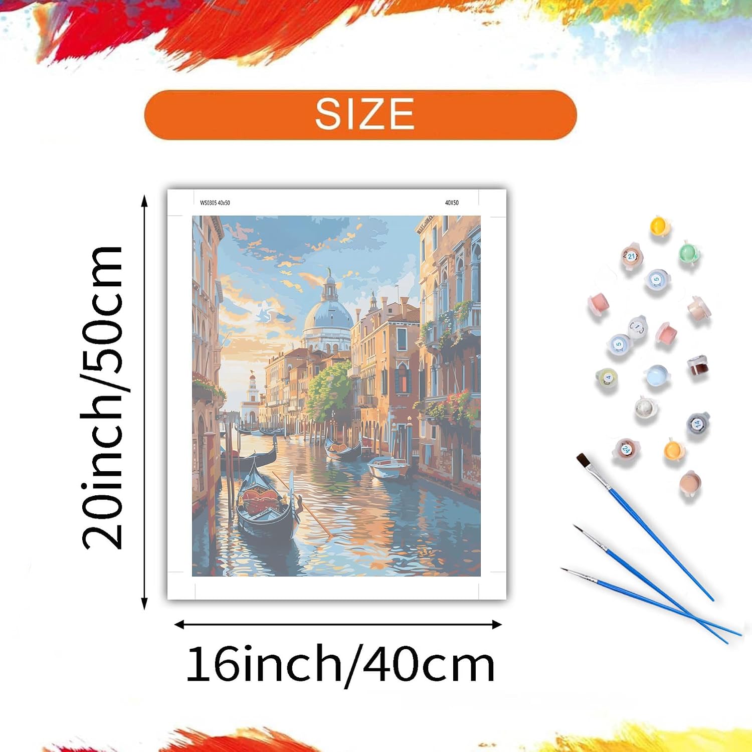 ARNLRDYA Italy City Paint by Number Kits for Adults, Venice Boats Paint by Numbers, Europe Acrylic Oil Painting -Hand-Painted Gift for Home Decor Unframe(16×20inches)