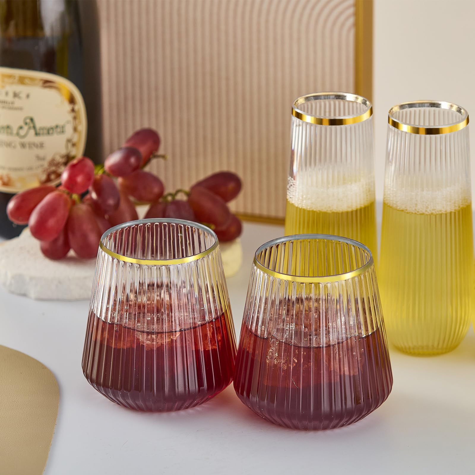 56 Pack Plastic Wine Glasses Champagne Flutes, 32 Pcs 9 OZ & 24 Pcs 14 OZ — Amazon image 4