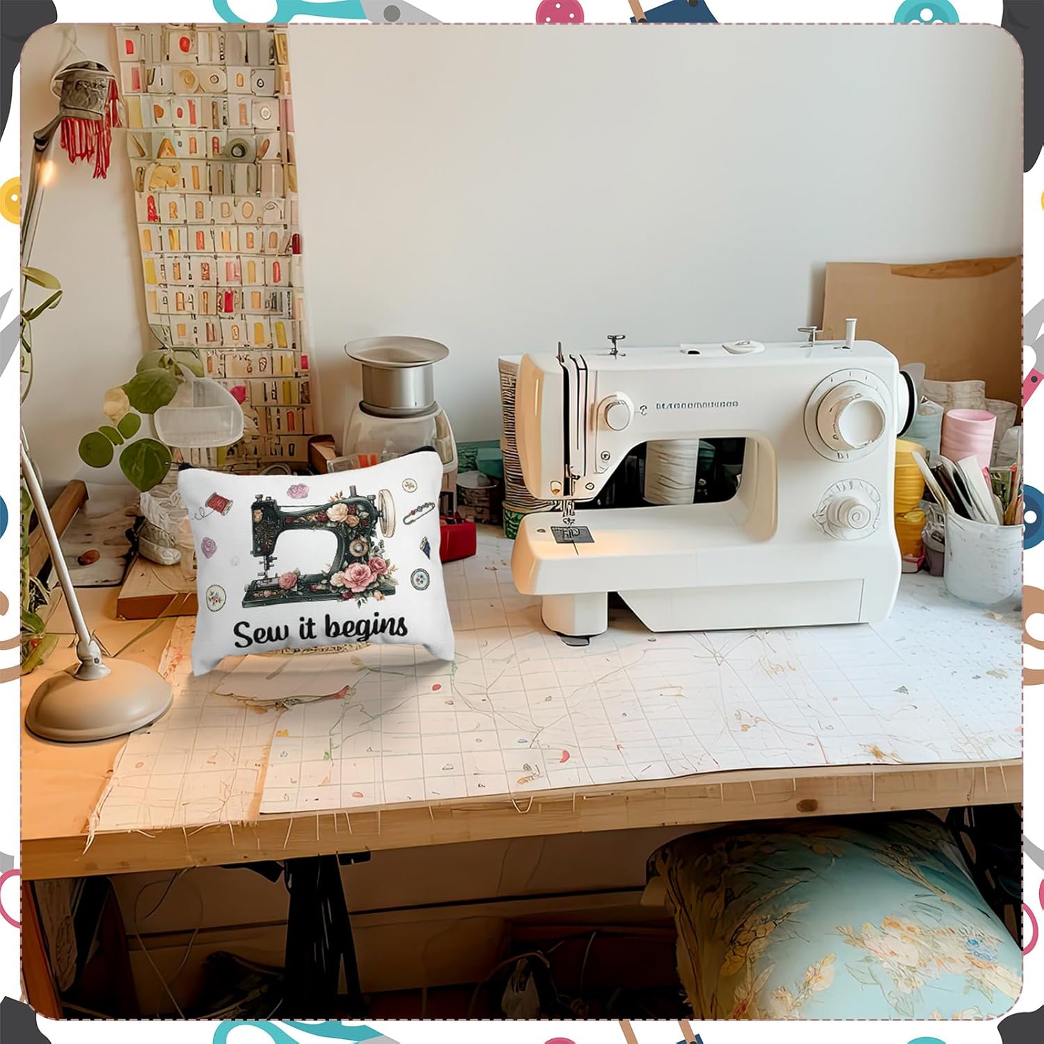 Reginary 6 Pcs Quilting Gifts for Women Sewing Cosmetic pouch Sewing Gifts Canvas Makeup Bag Pouch with Zipper for Funny Sew Lovers Quilting Enthusiast Christmas Mother's Day (Classic Style) - Image 5