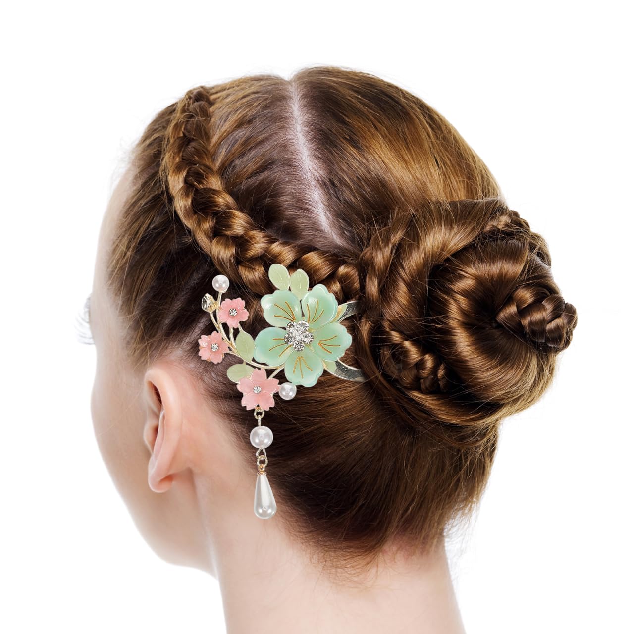 FRCOLOR U FöRmige Haarnadel Antike Chinesischer Haarschmuck Damen Blumen- Und Perlendekoration Haarstab Mit Quasten Haarnadel