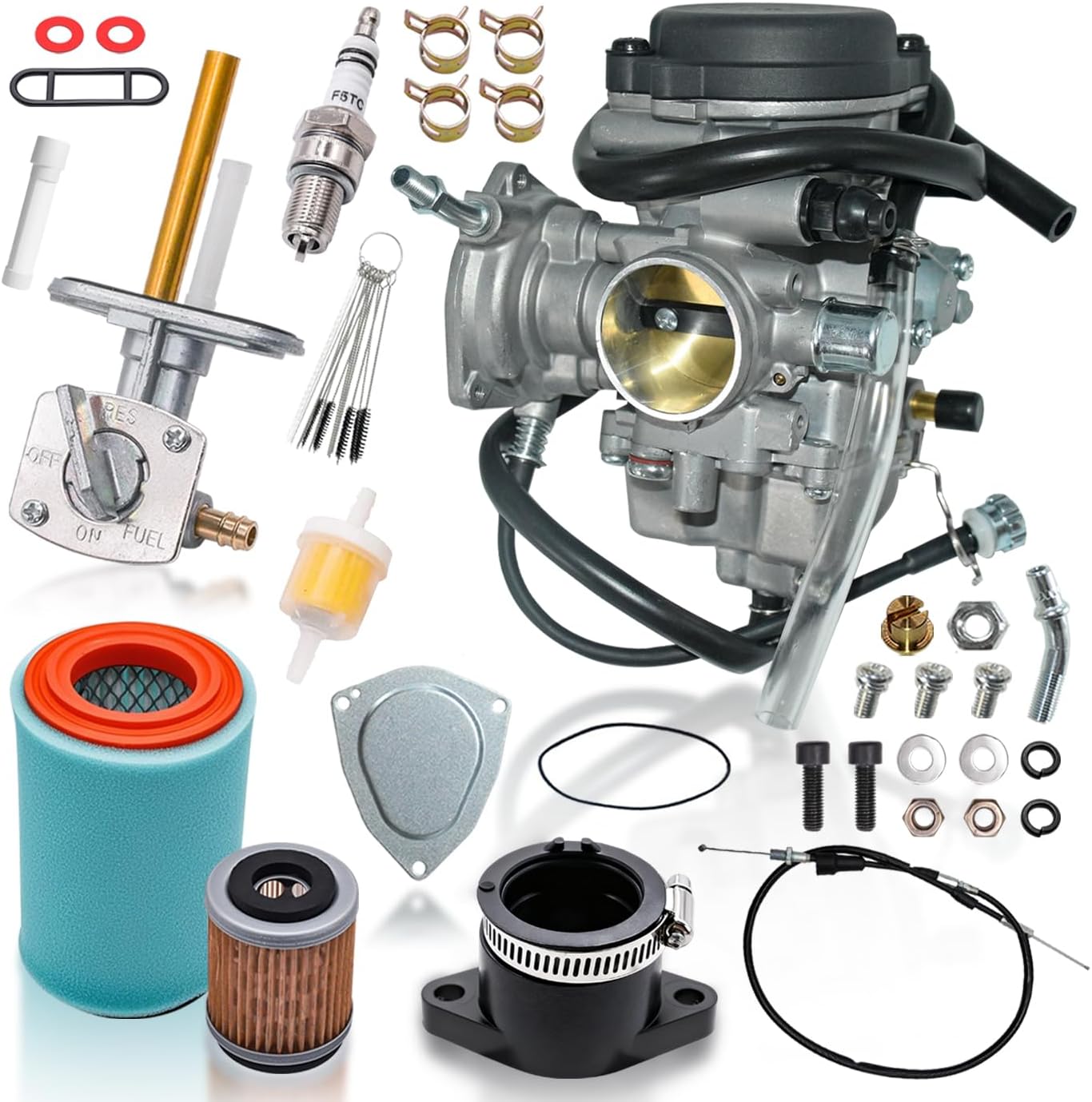 YFM 450 Carburetor Kit Fit for ATV Yamaha Kodiak 450 YFM450 & Big Bear 250 400, Bruin 250 350, Grizzly 350 400 450, Wolverine 350 450 with Replacement Parts