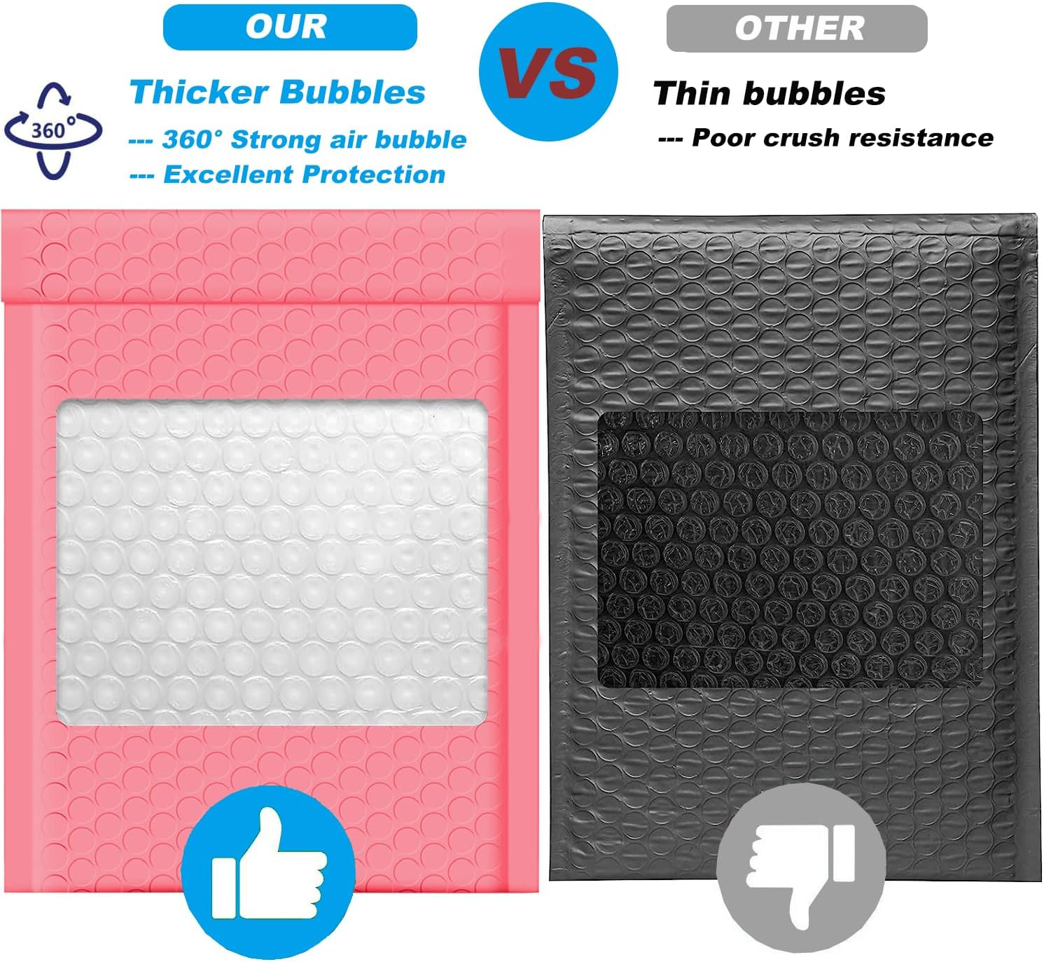 Bubble Mailers 6x10 Inch 500 Pack, Waterproof and Tear-Resistant Padded Envelopes, Thick Poly Bubble Envelopes, Suitable for Small Businesses, Shipping, Mailing, Packaging