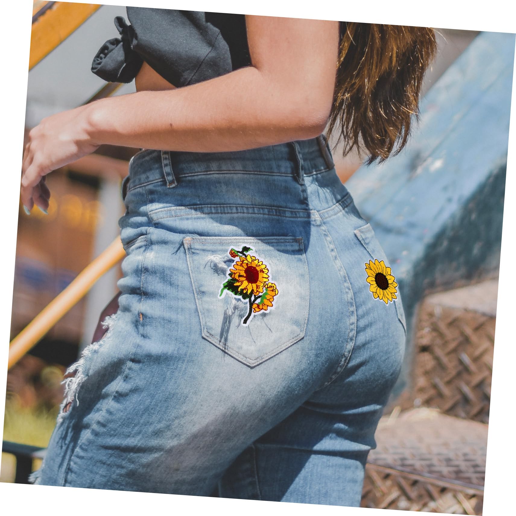 SHINEOFI 4 Juegos hierro en parches temático parches con apliques bordados parches chaqueta ropasexy planchador de ropa parches de hierro para reparar ropa parches de flores de en