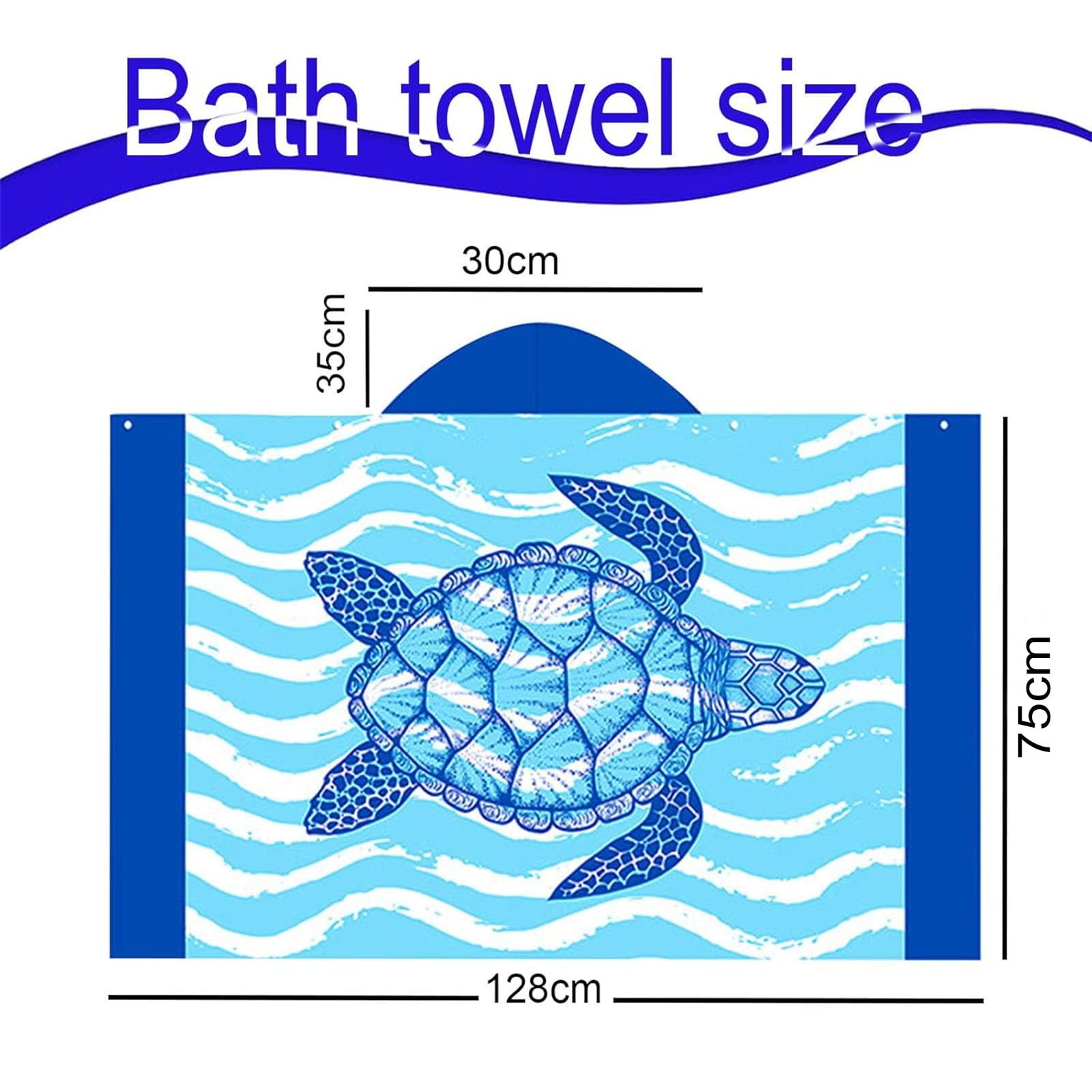 COSORO 75x128cm Blue Turtle Hooded Poncho Towel for Kids,Kids Beach Towel Poncho Swimming Towels,Beach Robe Childrens Bath Towel Poncho for Swimming Pool,Childs Towel Bathrobe for Girls Boys Age 4-8 - Image 2