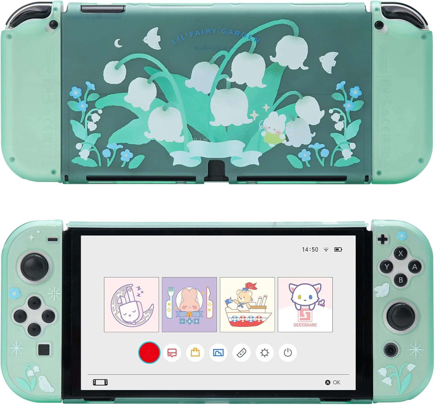 GeekShare Protective Case for Switch OLED, Hard PC Protective Shell Slim Cover Case Compatible with Nintendo Switch OLED and Joy Con - Lily of The Valley