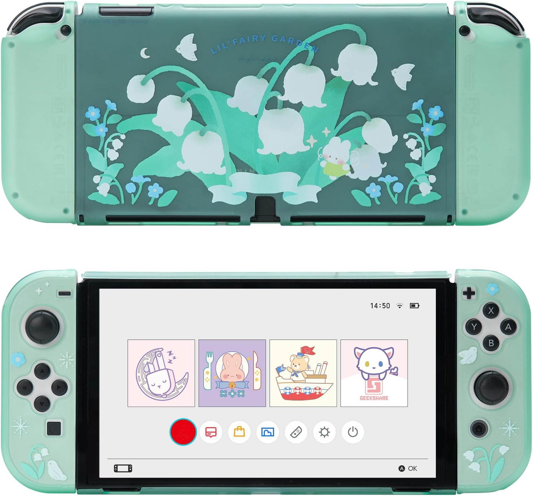 GeekShare Protective Case for Switch OLED Hard Protective Shell Slim Cover Case Compatible with Switch OLED and Game Console - Lily of The Valley