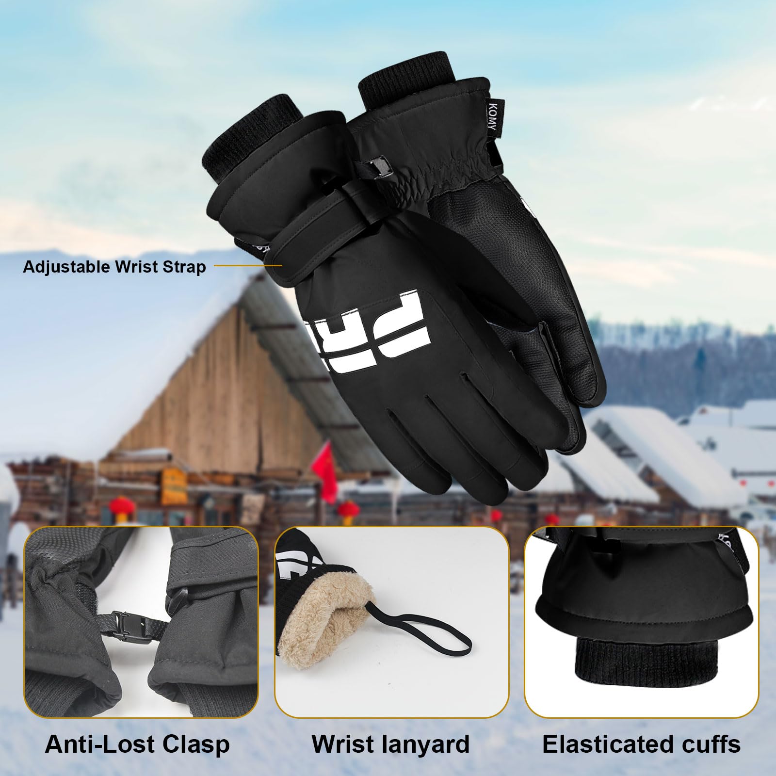 Guanti Da Sci Con Fibbia Guanti Termici Da Sci Impermeabili - Per - Foto 4