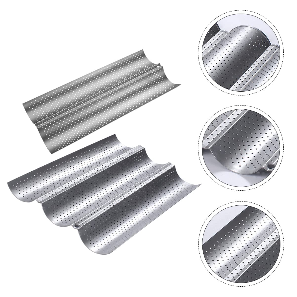 Gatuida 2 Moldes para Hornear Baguettes Bandejas Reutilizables de Acero Inoxidable Superficie Lisa y Fácil de Limpiar para Cocina en Casa o Pastelería