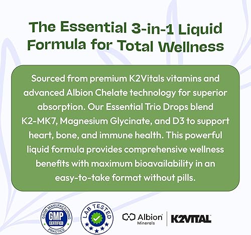 Miniatura 8 de Drops Of Nature Glicinato de magnesio con gotas de vitamina K2 D3 (baya mezclada, 2.0 fl oz) y aceite de orégano con aceite de semilla negra gotas