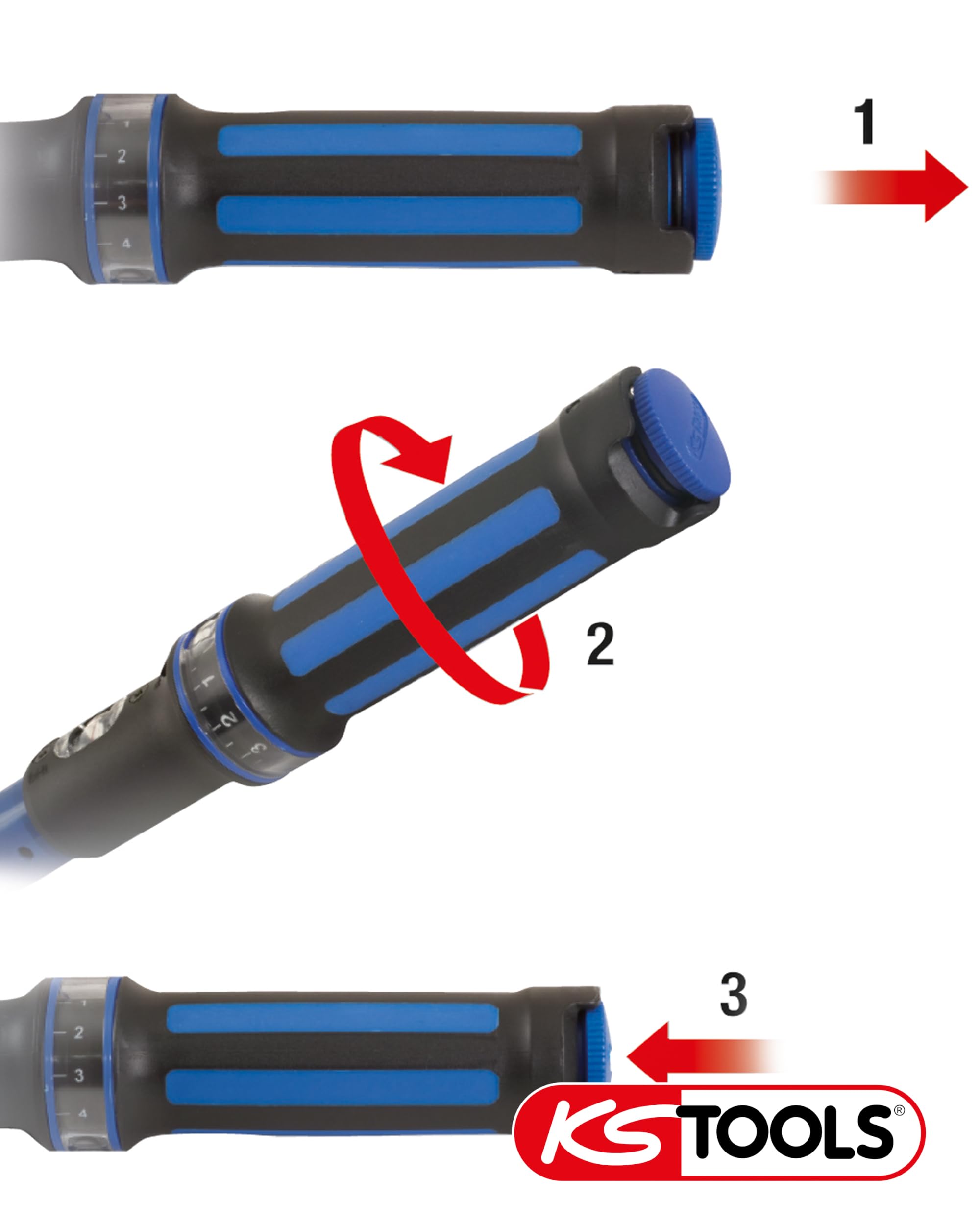 BRILLIANT TOOLS BT141908 Llave dinamométrica de 1/2" con cabezal de carraca reversible, 10 - 100 Nm [Powered by KS TOOLS]