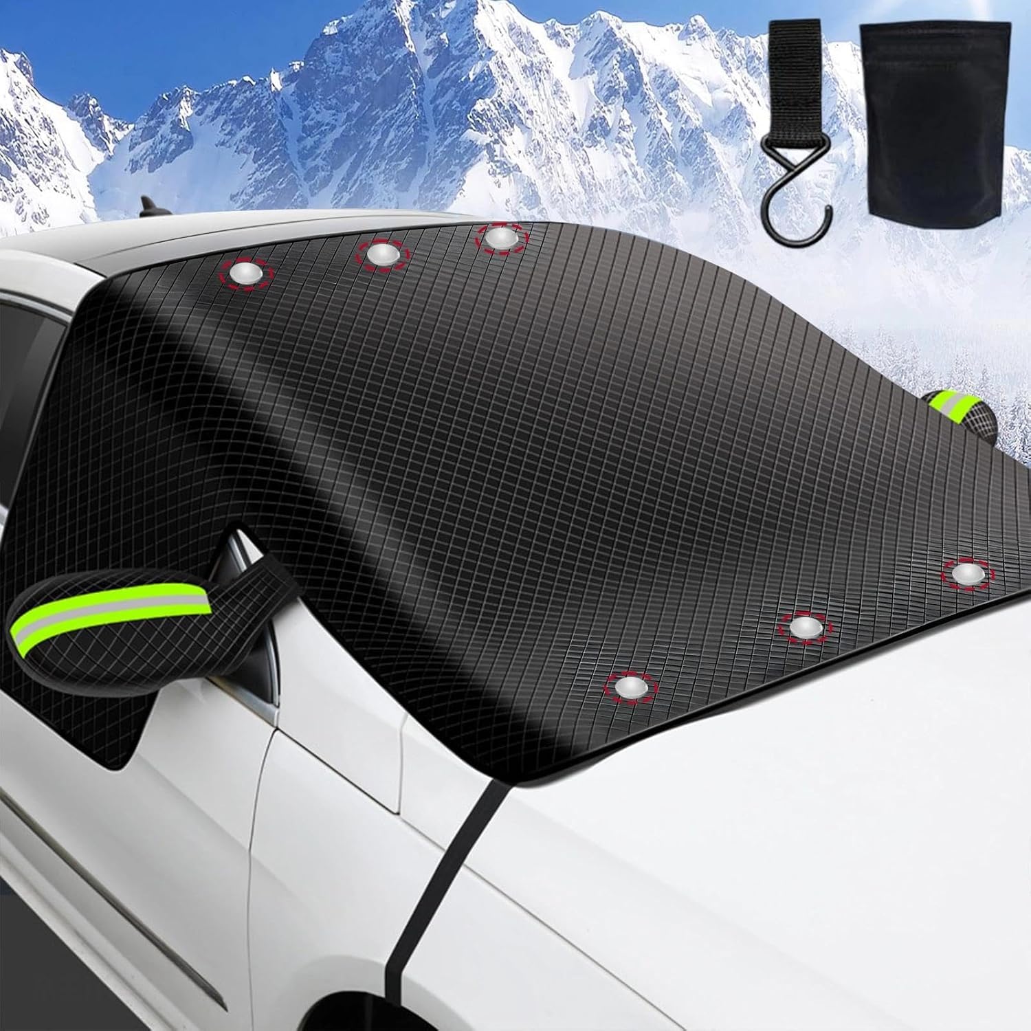 VAPORVERSE Car Windscreen Cover for KIA NIRO HEV 2023-2024, Magnetic Windshield Cover for Winter Winter Frost & Ice Snow Protection All-Season Windscreen Protector