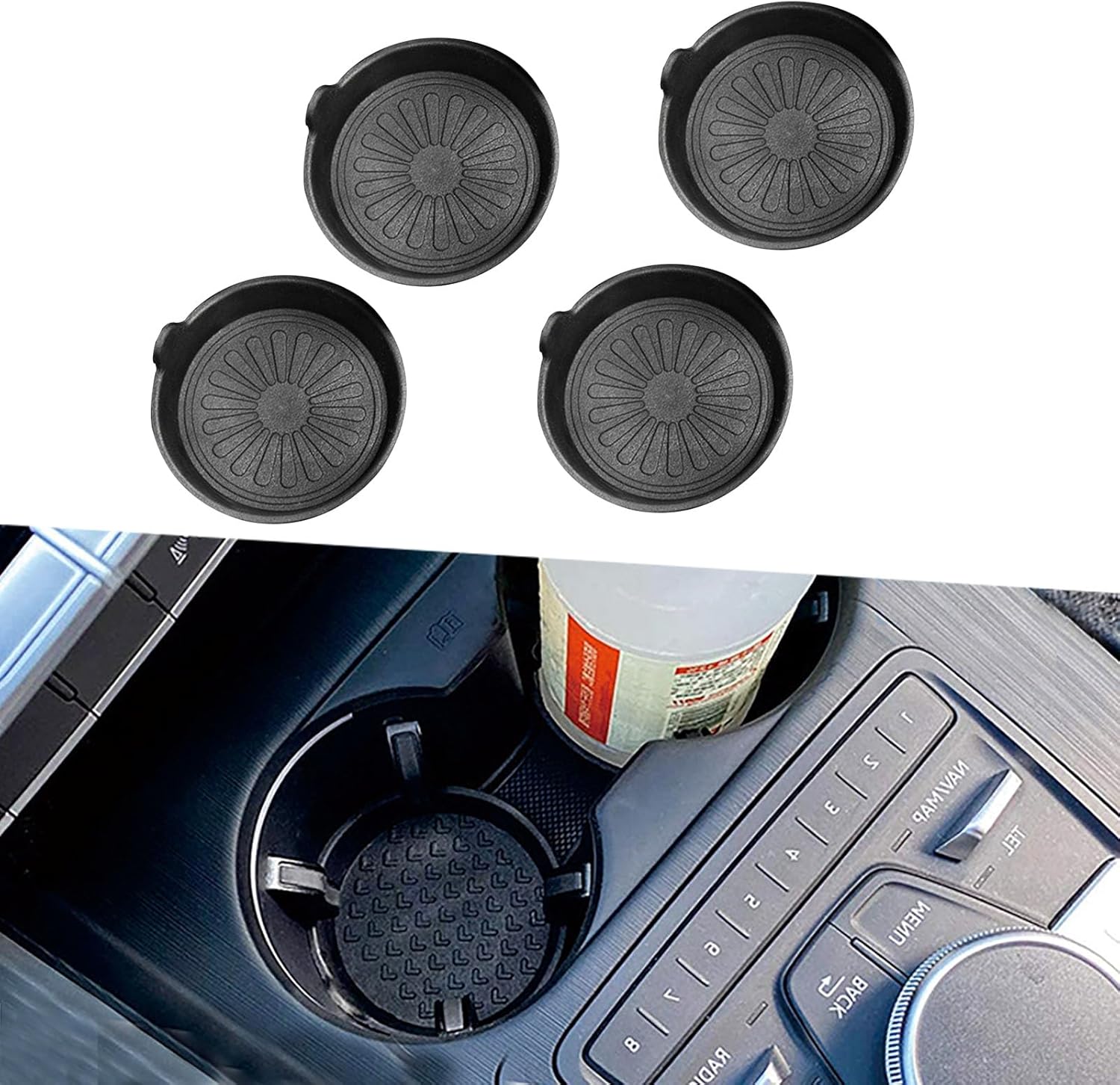 Fogfar 4 Pack Car Cup Holder Silicone Car Coasters