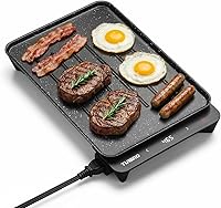 TURBRO 13" Portable Electric Griddle: 465°F Thick-Film Heating, Ceramic Non-Stick, Smokeless NTC Control for RV Camping Indoor Outdoor