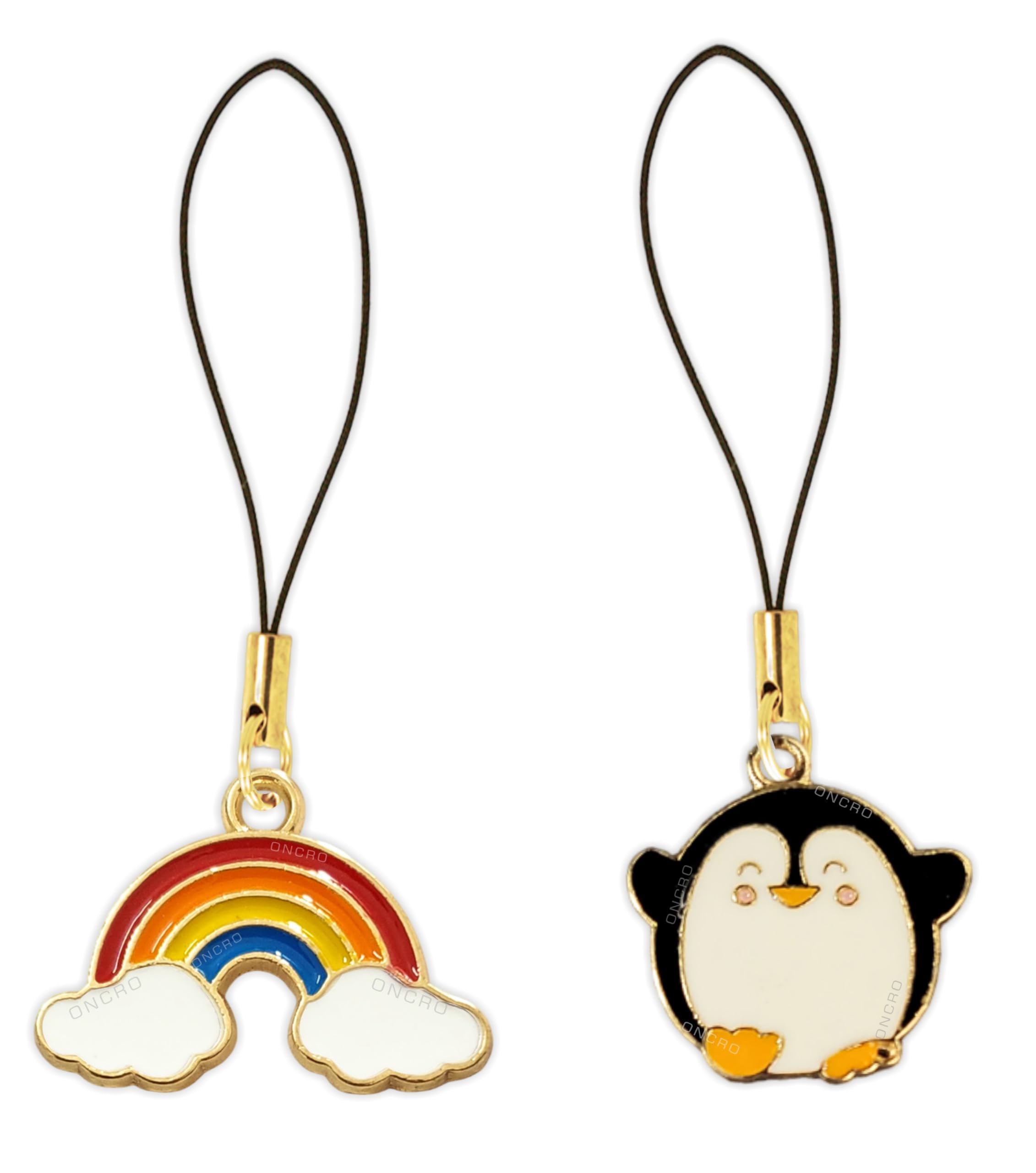ONCRO®Pack of 2 Lucky Rainbow/pengiun Pendant Heart Love Pair Set Phone Charms Aesthetic For Girls Back pack Hanging Keychain Ring Necklace Bracelet Thread Ornament Smart Combo-image-6