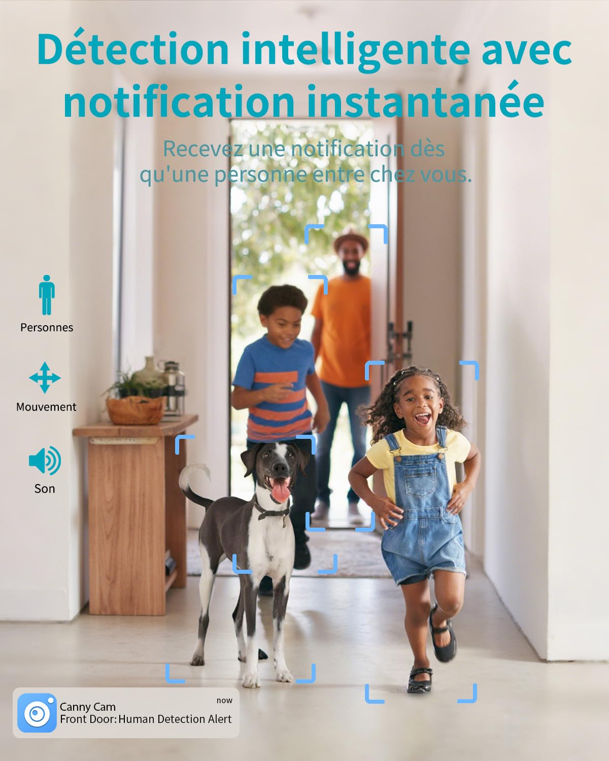 2.5K(4MP) Caméra Surveillance WiFi Intérieure Caméra Pan/Tilt à 360° Maison avec Détection Humaine Intelligent Sirène Audio Bidirectionnel Vision Nocturne Couleur Compatible Alexa pour Bébé/Chien