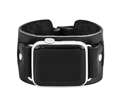 wide Leather cuff band compatible with Apple watch 38mm 40mm 41mm 42mm 44mm 45mm 46mm 49mm, Handmade UA 1240