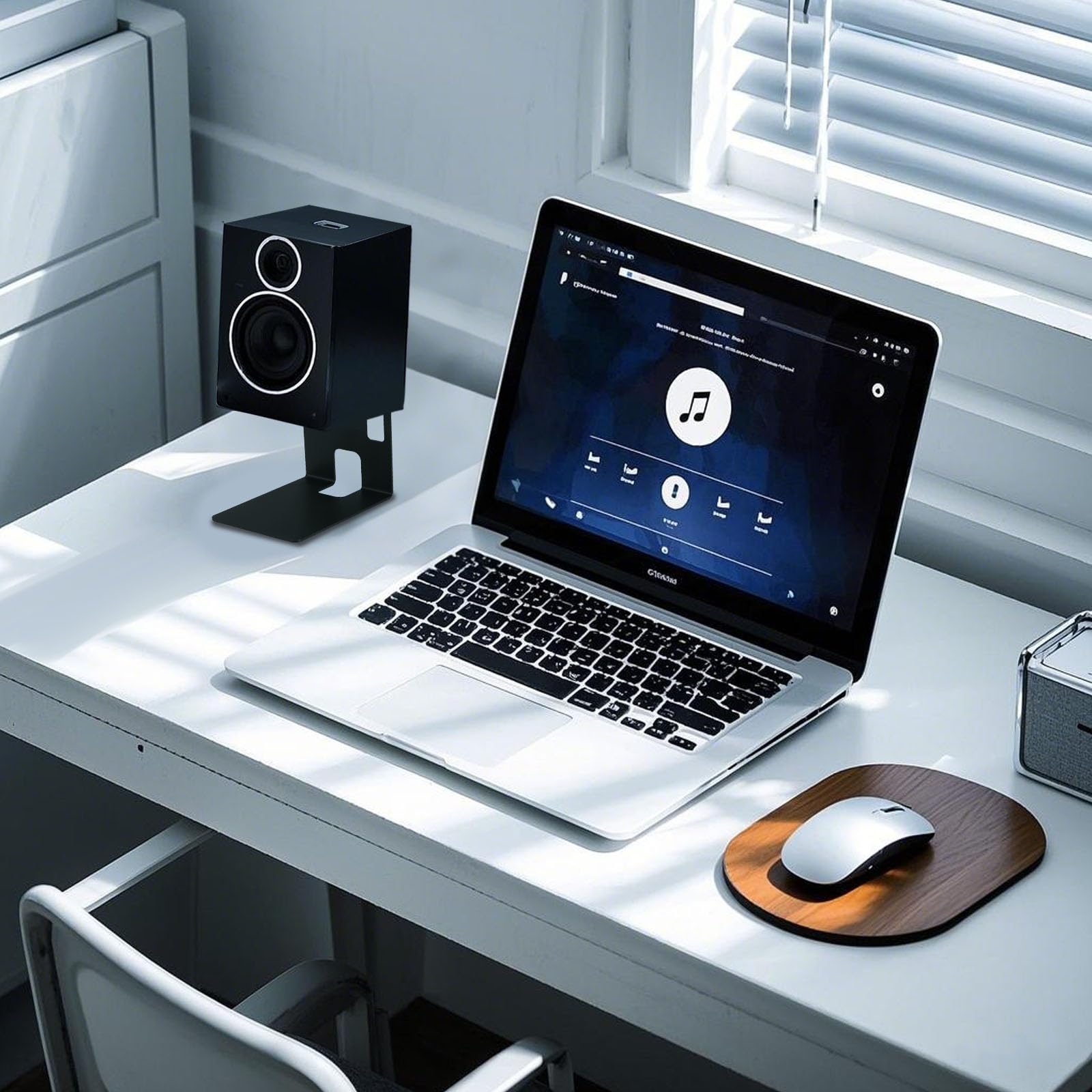2 Supporti per Altoparlanti da Tavolo, Capacità di Carico: 20kg per Supporti Audio per Altoparlanti per Computer, Supporti Audio da Scrivania in Acciaio al Carbonio, Inclinazione di 5° (A)