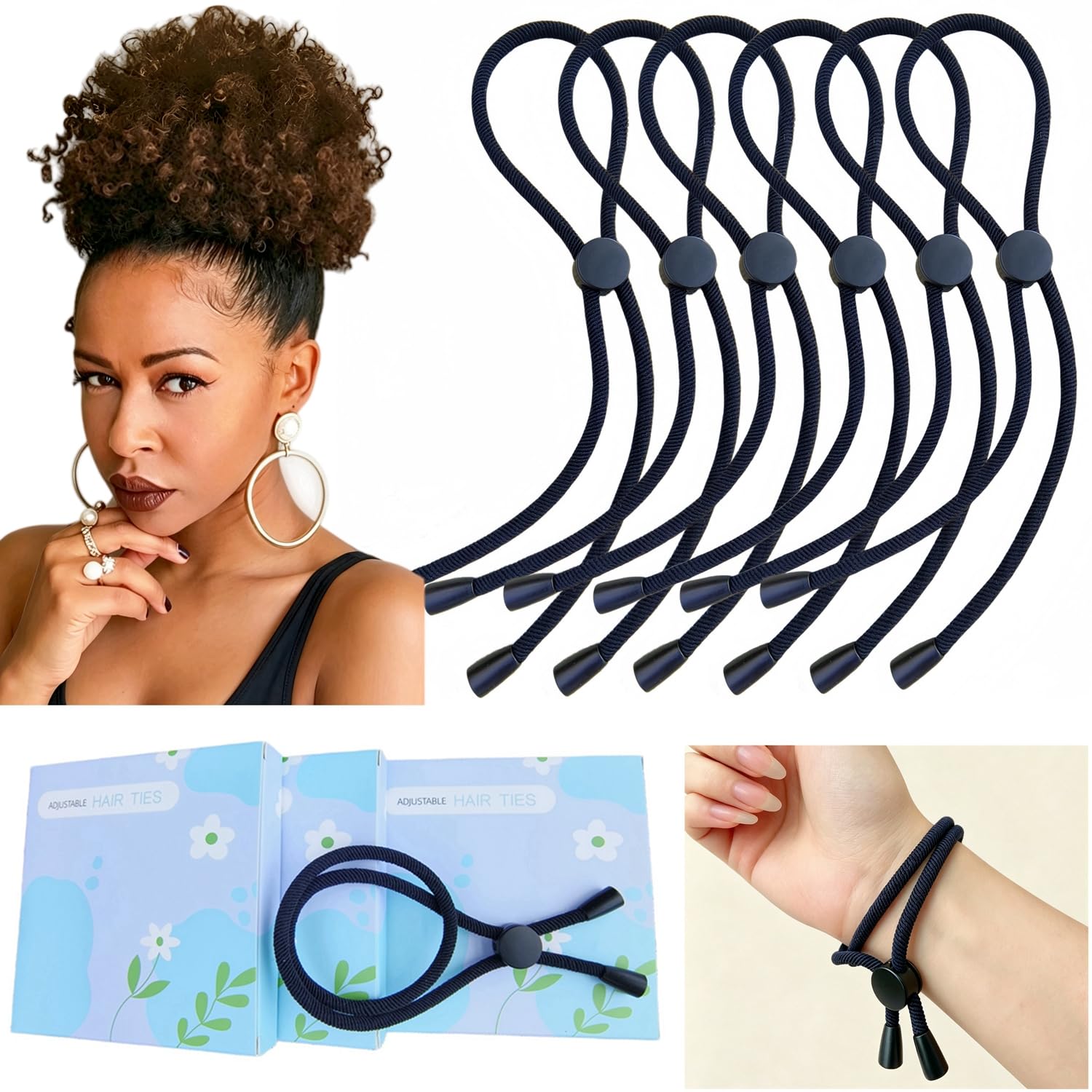 Amazon.com : FEEZENT 6PCS Adjustable Headband Hair Tie for Thick