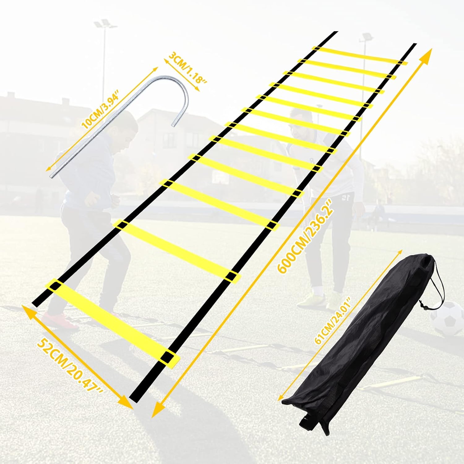 Agility Ladder Speed Training Equipment, Speed Ladder to Boost Fitness Increase Quick Footwork, Workout Equipment for Football Drills with Carrying Bag-Easy to Set Up : Sports & Outdoors