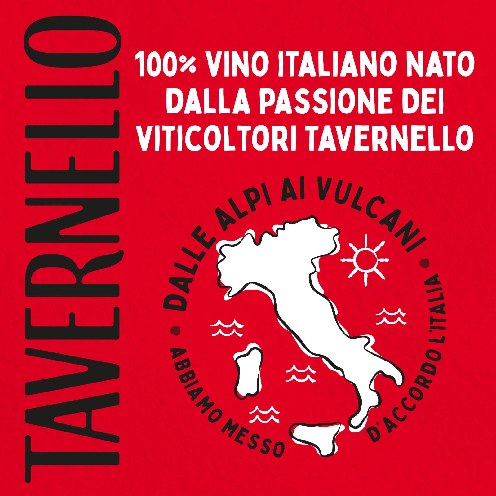 Tavernello Classico Vino Rosso d'Italia, Vino Equilibrato e Profumato, 11% Vol, Confezione con 12 Brik da 1 L