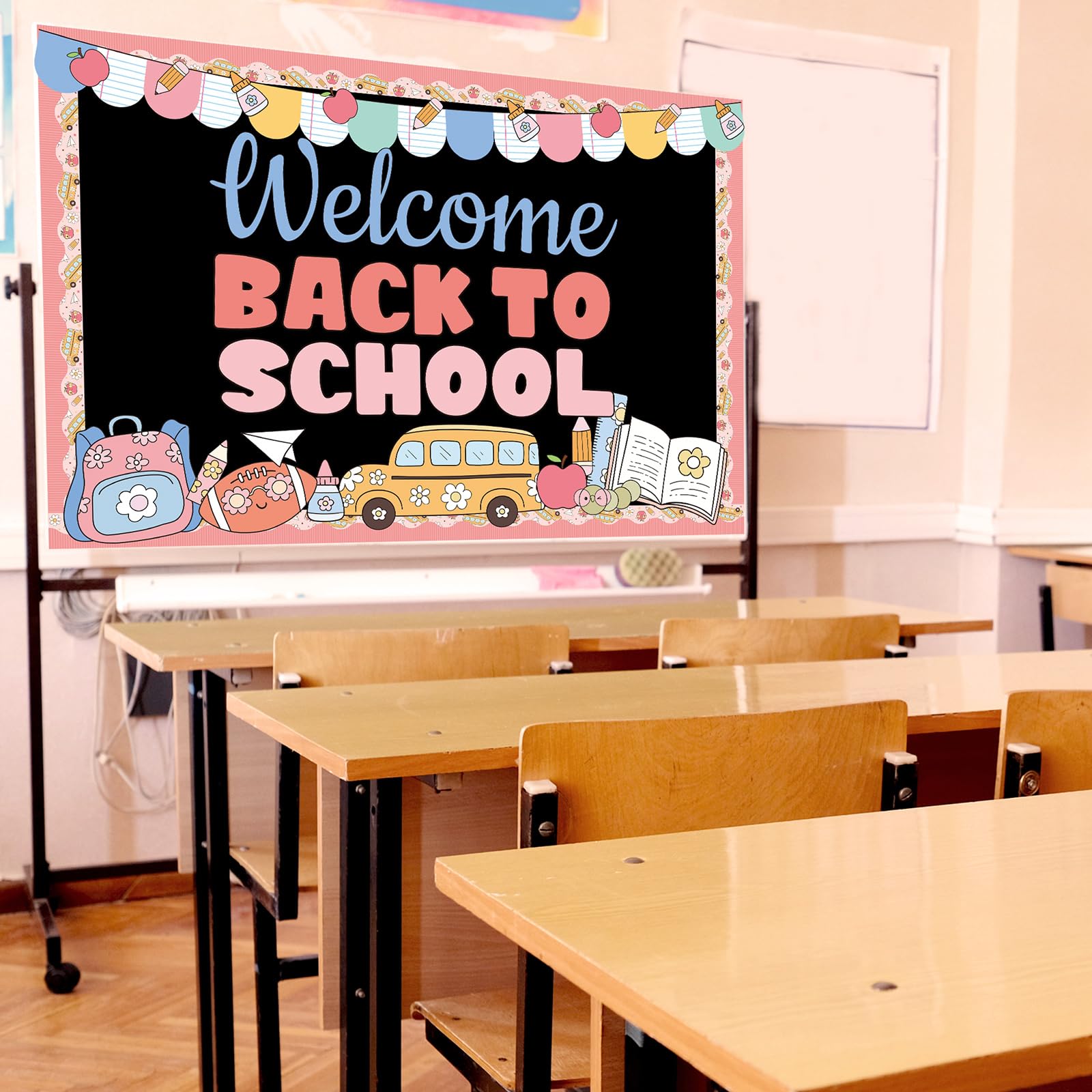 Tenceur Pastel Welcome Back to School Bulletin Board Decor, motyw Schoolbus