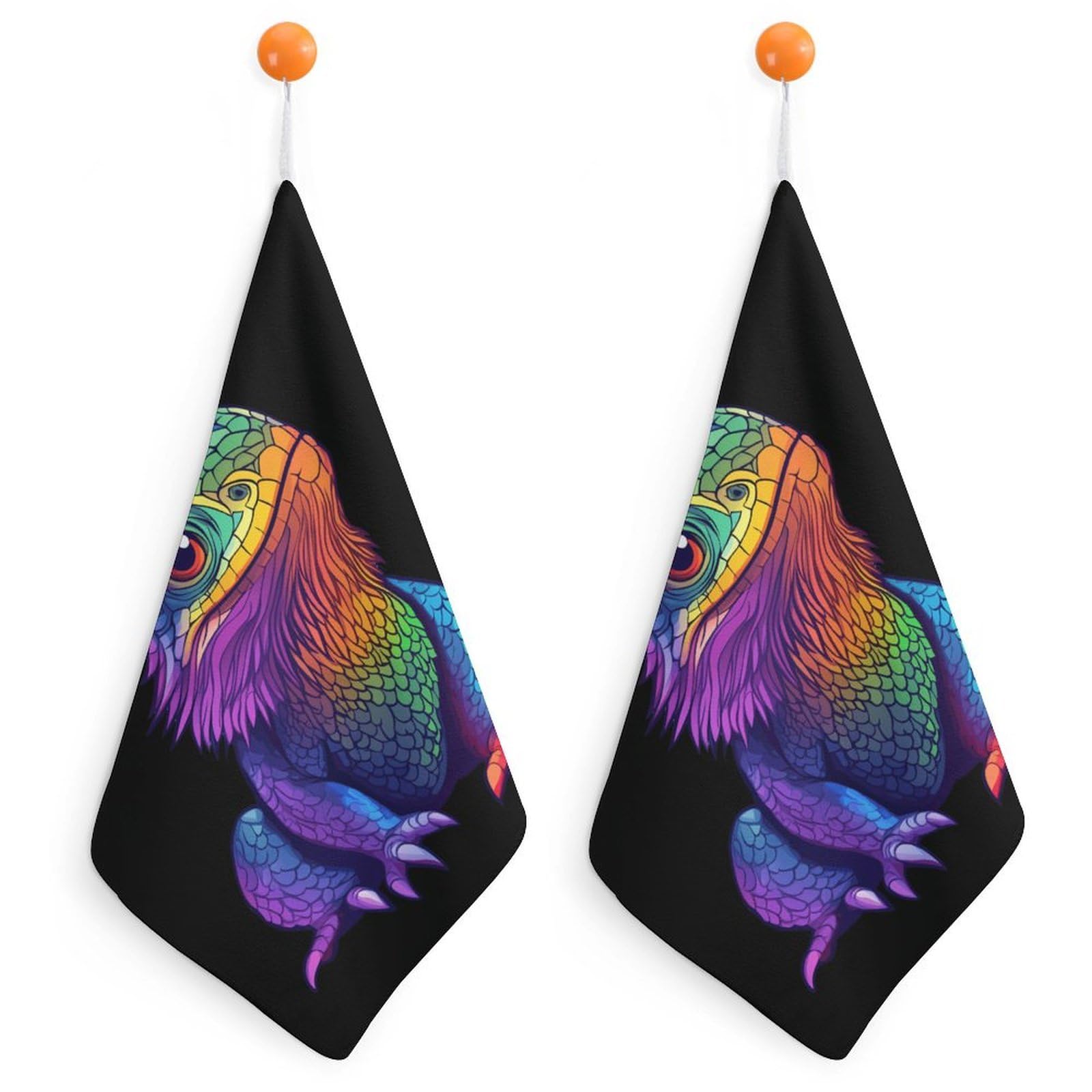 CGSBNGHA Bearded Dragon Colorful Hand Towel Hanging Face Towels Cleaning Cloths Handkerchief for Bathroom Kitchen