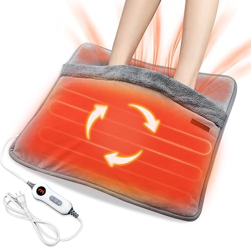 Calentador eléctrico de pies con calefacción de doble cara, almohadilla térmica lavable debajo del escritorioen la cama, 20 x 20 pulgadas, ajustes