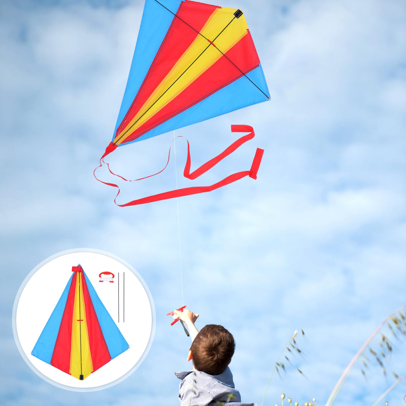JOINPAYA Diamond Shaped Kite Easy to Fly Long Tail Kite Boys and Girls Toy for Outdoor Fun