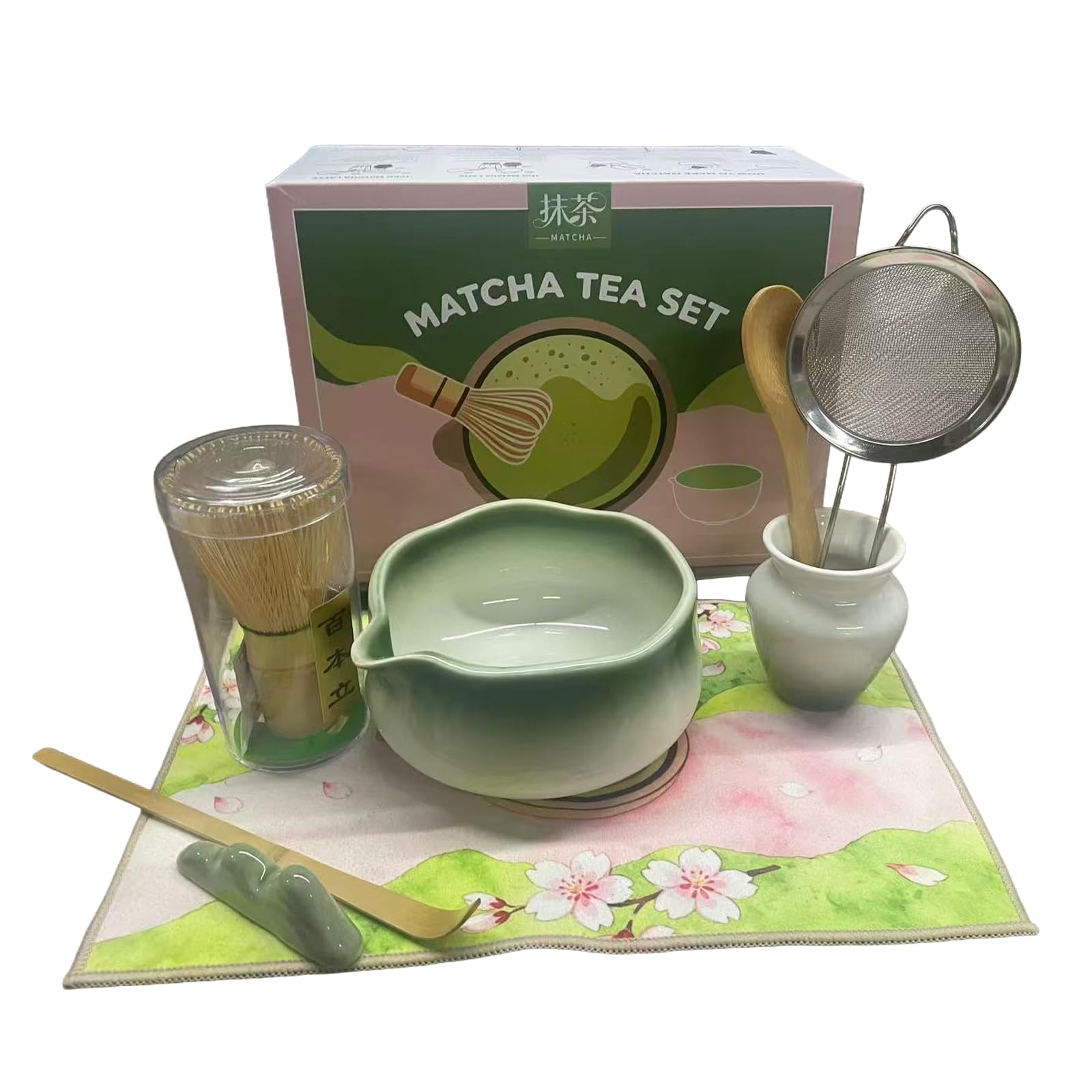 Matcha Besen Set (Hellgrüner Farbverlauf)