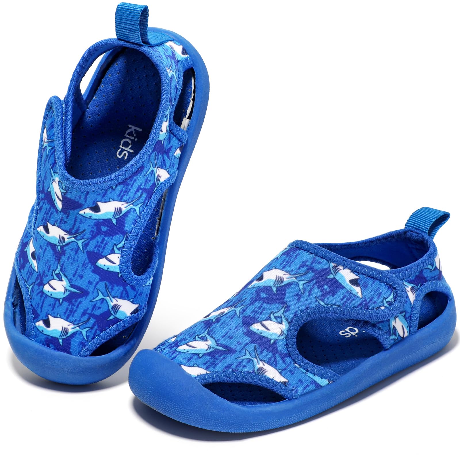 STQ KIDS Toddler Water Shoes Boys Aqua Socks Quick Dry Cute Outdoor Sports Shoes for Beach Swim Surf 7 US Toddler Blue