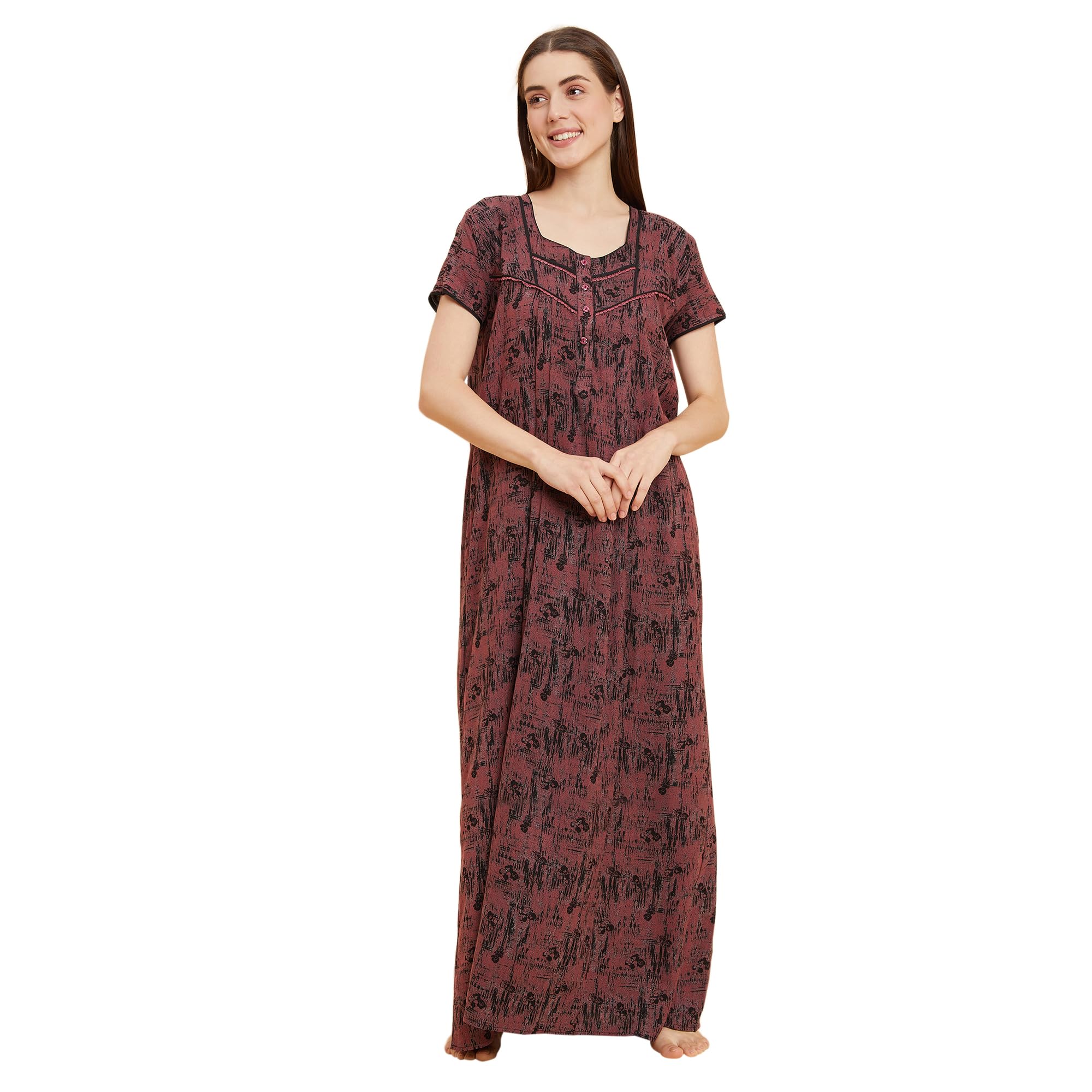 sweet dreams OCW-3029 Green Cotton Maxi Casual Regular Night Dress-picture-13