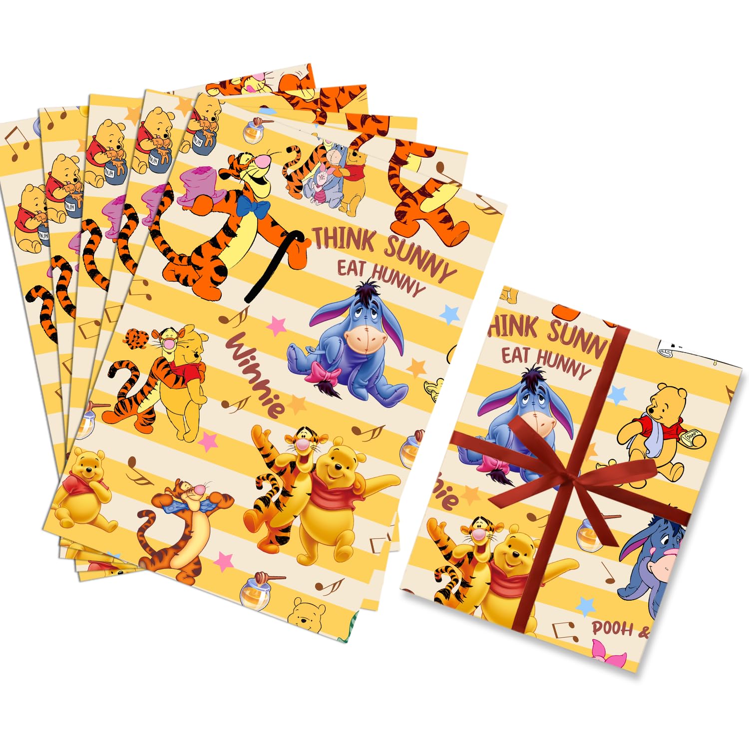 EYQQM Pack of 5 Gift Wrapping Paper 20" x 30" Kraft Paper Wrapping Paper Sheets Pack for Kids Birthday, Party Storage Festive Decoration (Musical Stripes)
