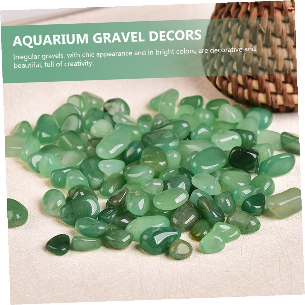 Natural Aventurine Aquarium Gravel Fish Tank Rocks 7-9mm Bulk Decorative Stones 2lb for Freshwater Aquarium Landscaping and Fish Habitat