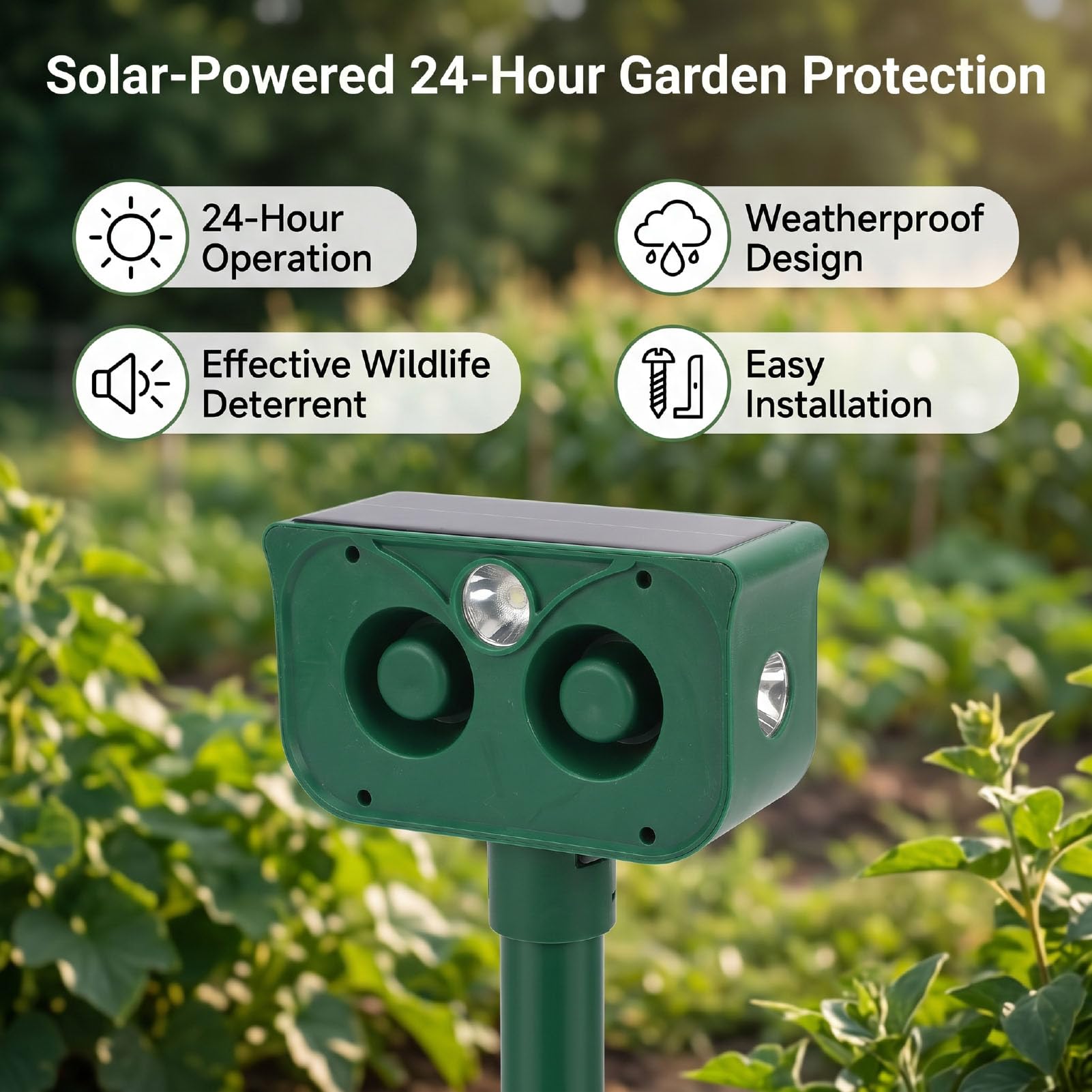 Repelente Solar para Animales con Luces LED Parpadeantes