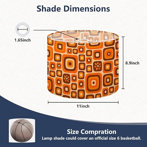 Miniatura 2 de Drum Lamp Shade 70s Retro Seamless Orange Brown Yellow Beige 60s 70s Retro style Lampshade for Floor Lamps Table Lamps Pendant Light 11"x8.9"