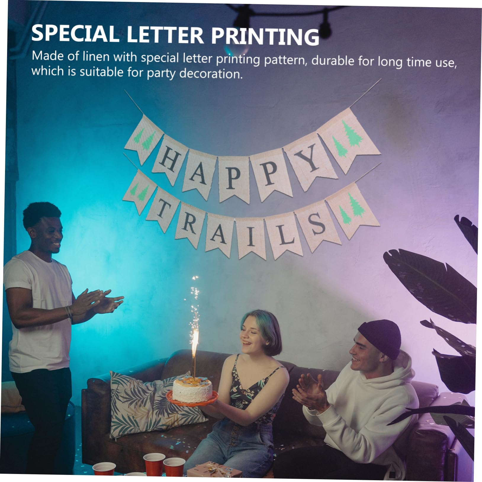 COLLBATH Swallowtail Bunting Flags Linen Baby Birthday Banner Letter Flags for Themed Party Decorations