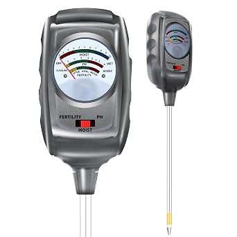 3-in-1 Soil Test Kit, Soil Moisture Meter/Soil ph Meter/Fertility Soil Tester, Soil Hygrometer for Garden,Plant,Farm, Indoor, Outdoor, Lawn Care Moisture Meter for Hous Plants. Black Silver