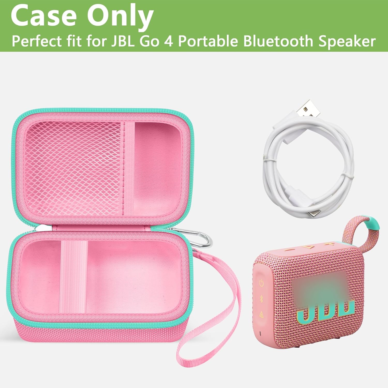 Carrying Case Compatible with JBL Go 4 - Portable Bluetooth Speaker Box Pro Sound, Also for Go 3/Go3 Eco/Go2 Waterproof Mini Wireless Speakers - Case Only (Pink) - Image 2