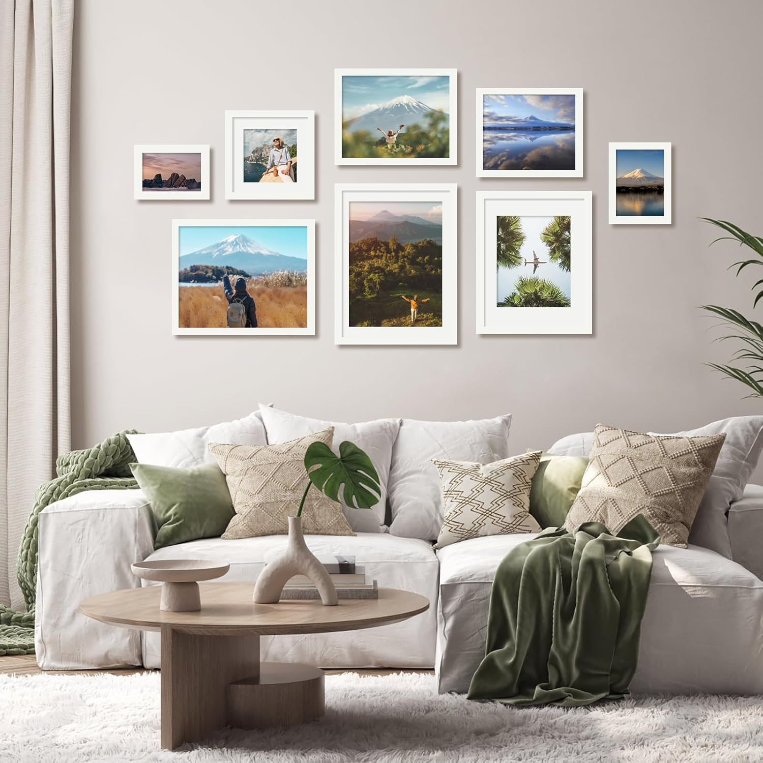 Egofine 8x10 Picture Frames 4PCS, Made of Solid Wood Display 4x6 and 5x7 with Mat Covered by Plexiglass, for Table Top Display and Wall Mounting Photo frame, White with Texture - Image 6