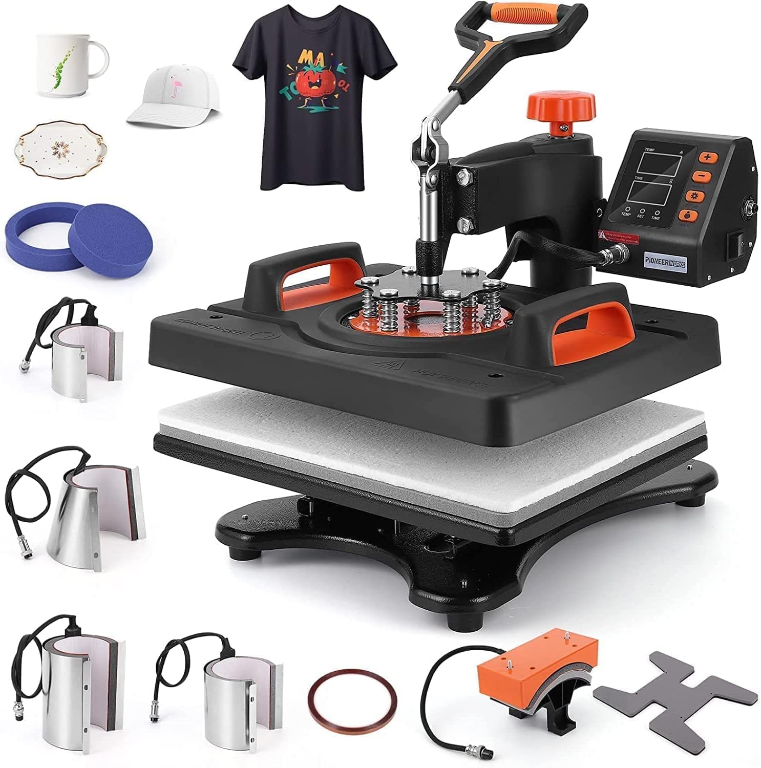 Máquina de prensado térmico de 12 x 15 pulgadas, 9 en 1, 800 W, máquina de sublimación con rotación de 360 ​​grados, máquina de impresión de camisetas con doble tubo de calentamiento para camisetas, sombreros, tazas y platos.