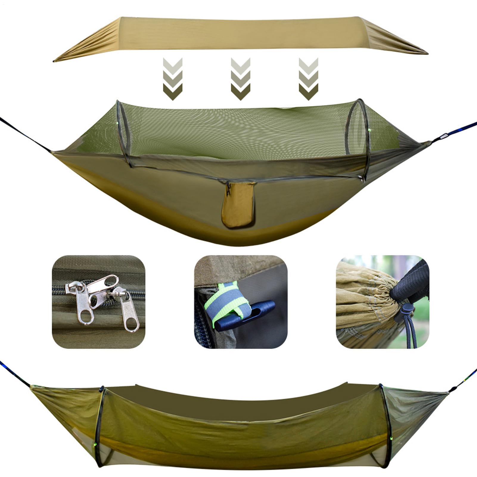 Amaca portatile – Amaca portatile da campeggio per 2 persone | Lettino pieghevole per avventurieri pioggia sopravvivenza all'aperto escursionismo lato lago spiaggia cortile famiglia