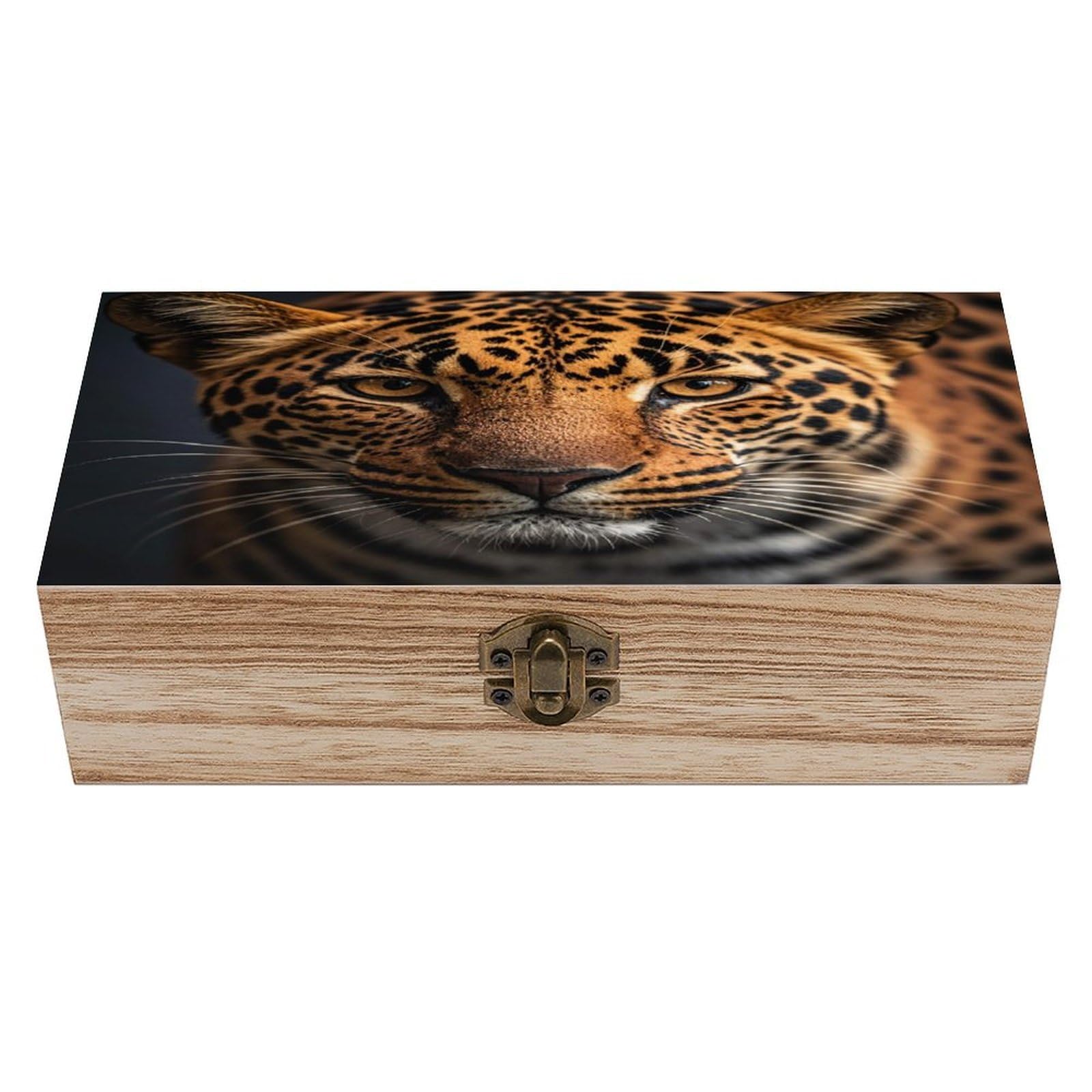 LZQPOEAS Black & Brown Leopard Wooden Box Storage Space to Organize Jewelry in A Beautiful Small Storage Box Decorative Card Boxes Memory Treasure Boxes for Crafts And Photo Storage