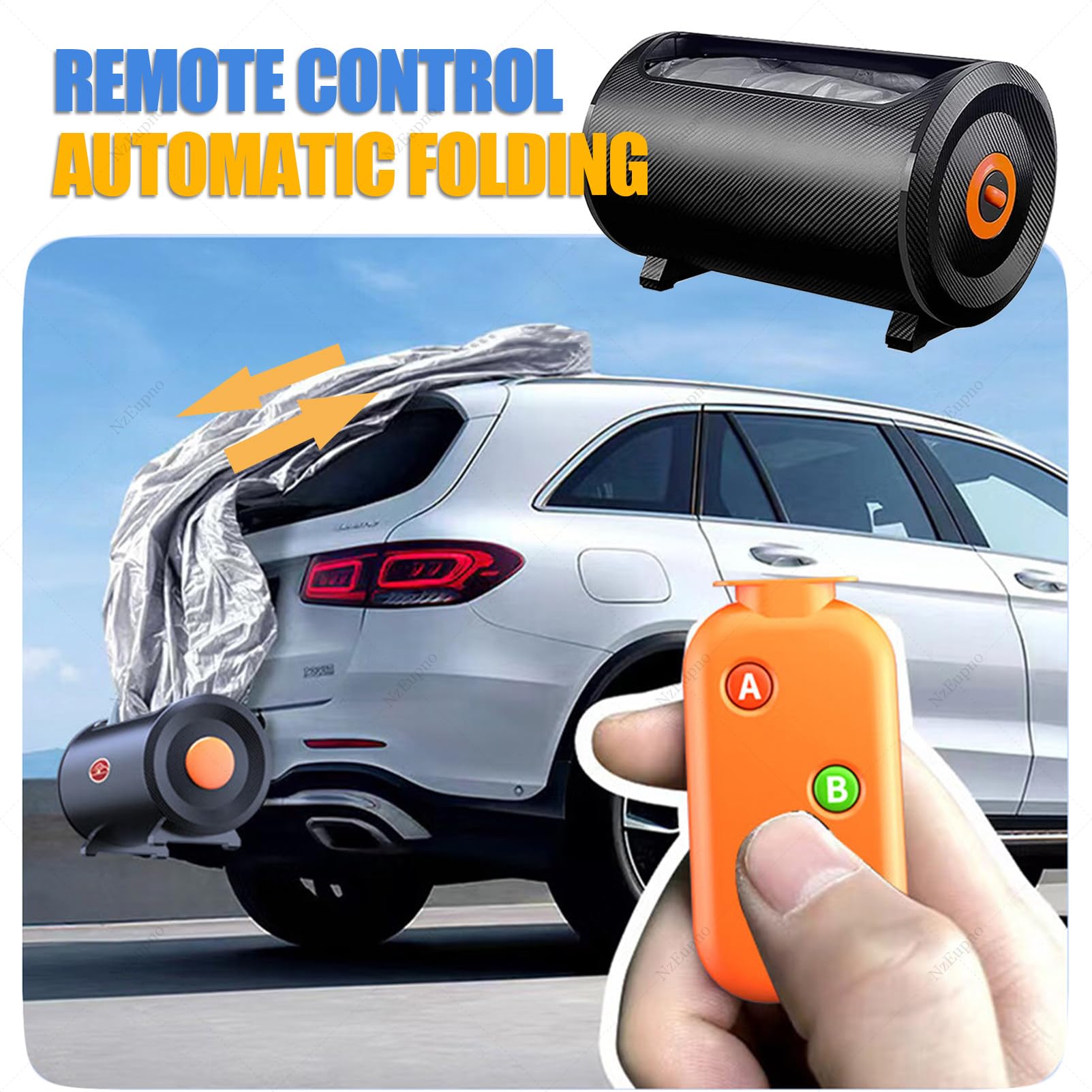 Funda AutomáTica para Coche, Impermeable, para Exteriores, para Todo Tipo De Clima, con Control Remoto Inteligente, EléCtrica, para Invierno, Lluvia, Sol, SUV Y SedáN