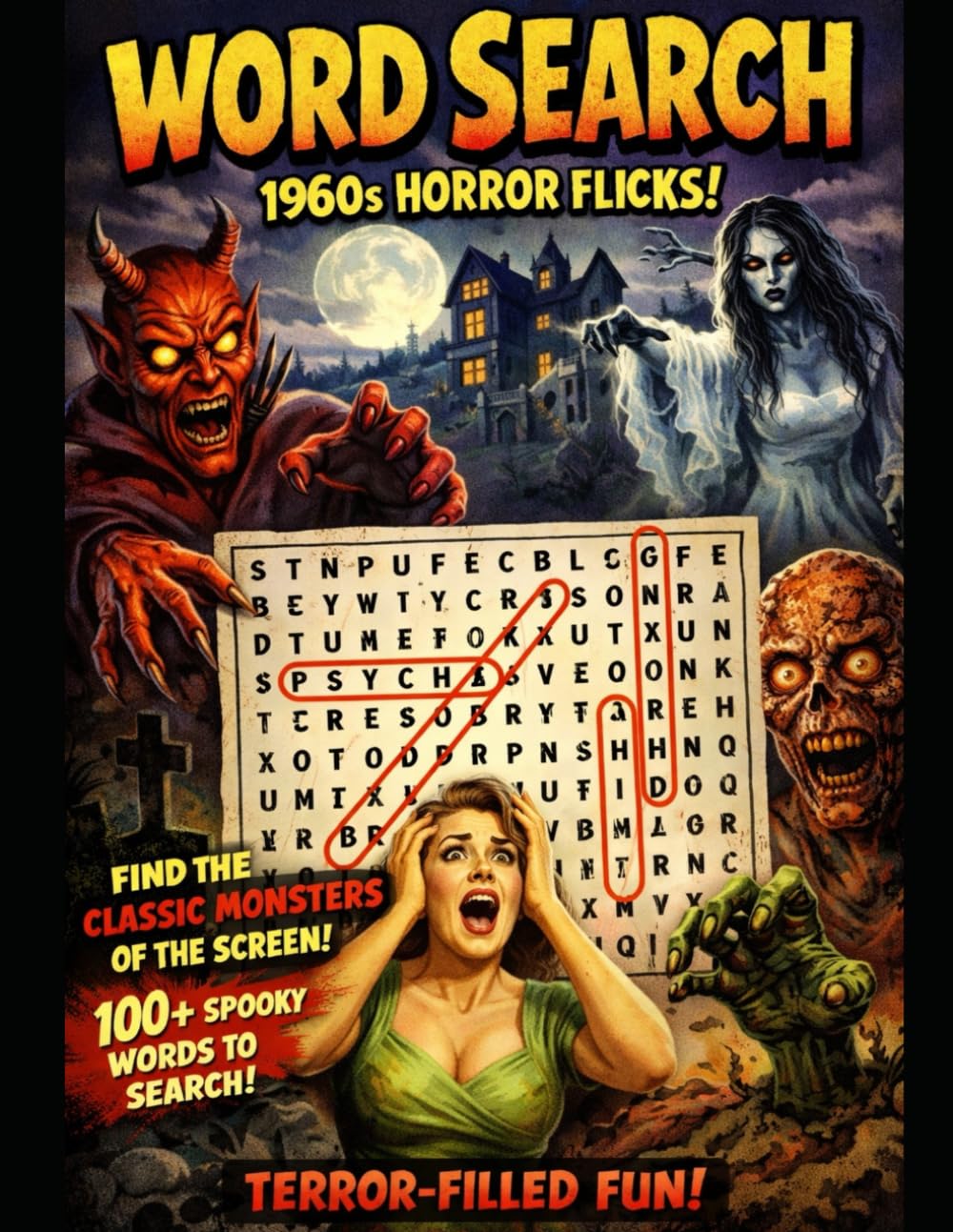 1960's Horror Movie Word Search